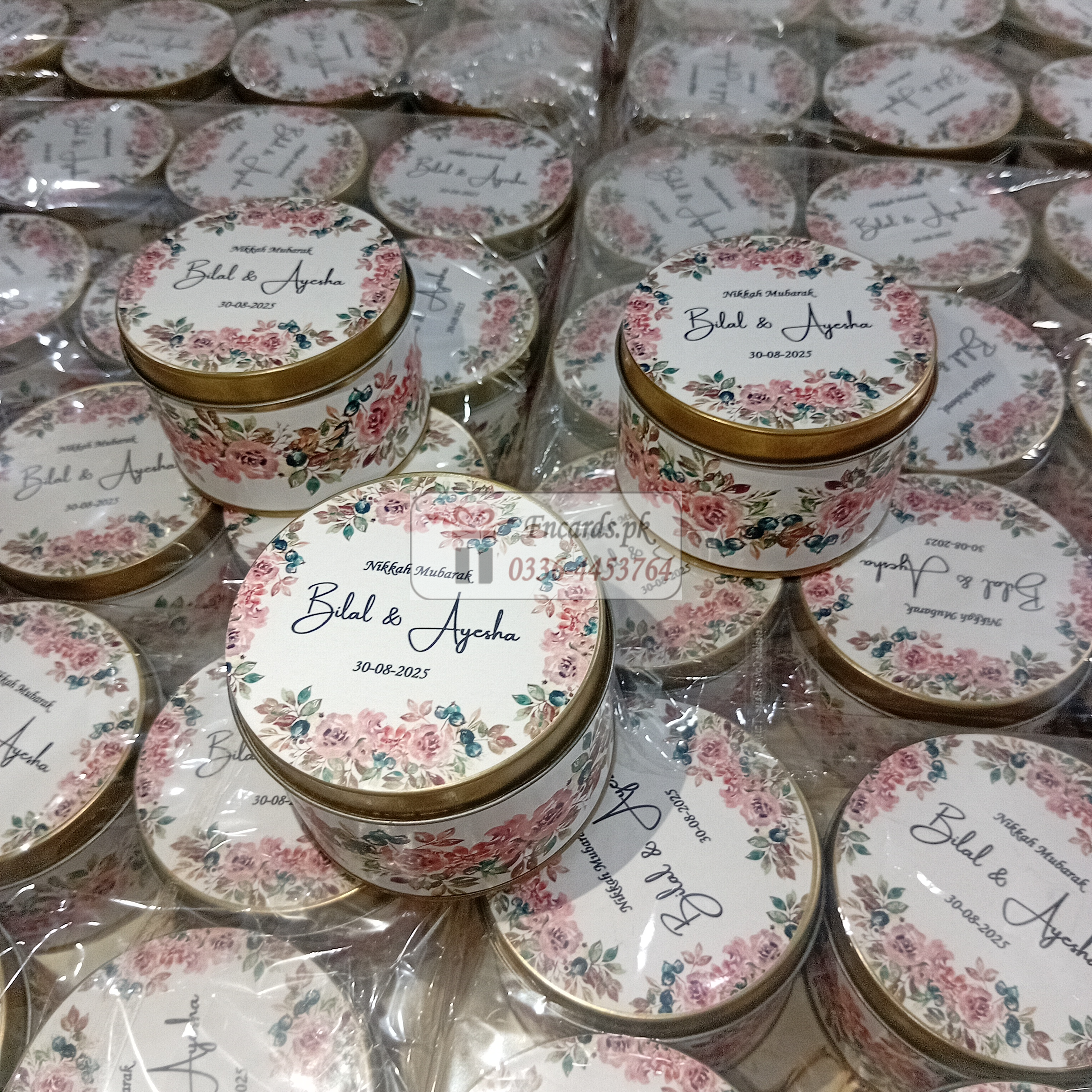 Tin Bid Boxes With Pink Flowers Design