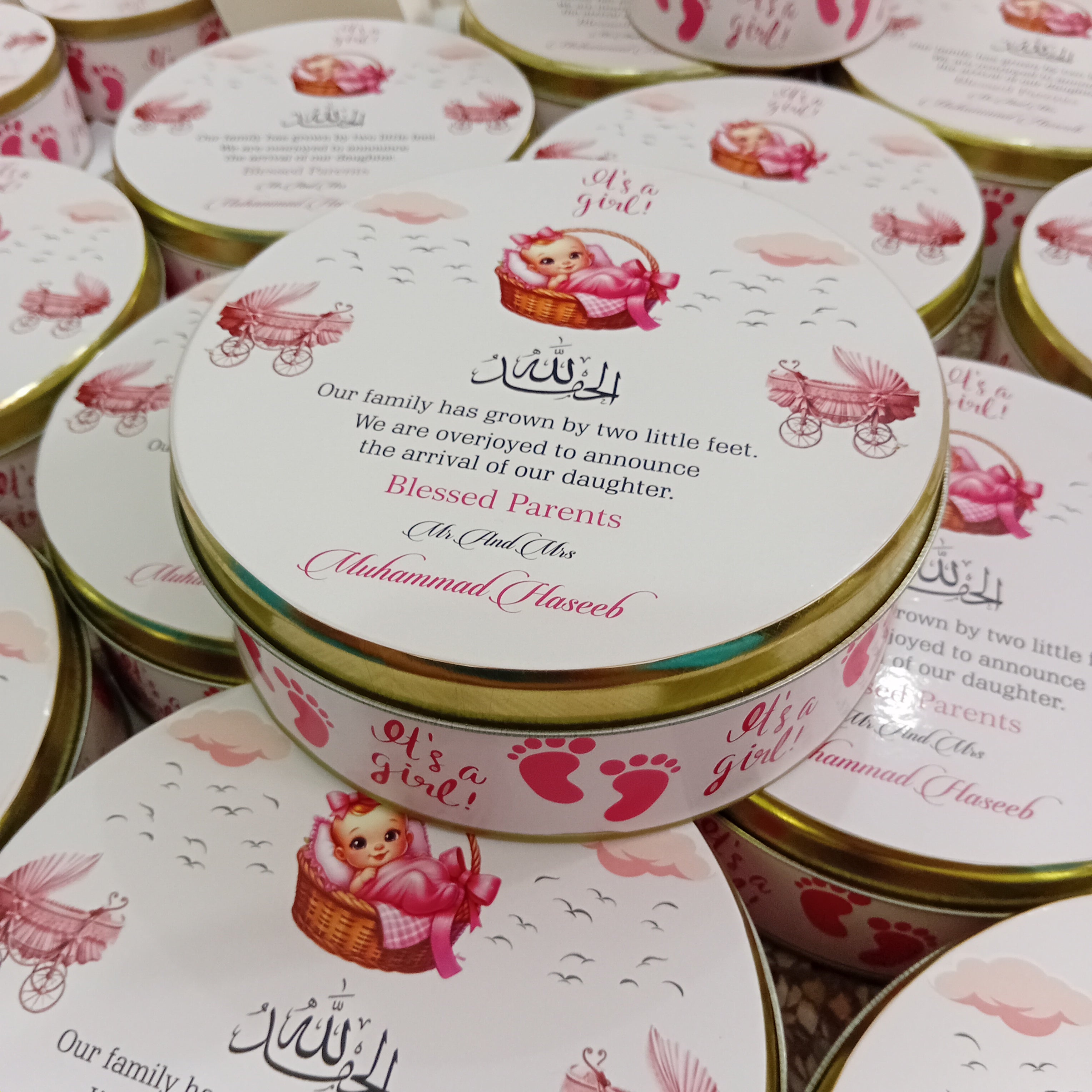 1 Kg Sweet Boxes Round For Baby Girl