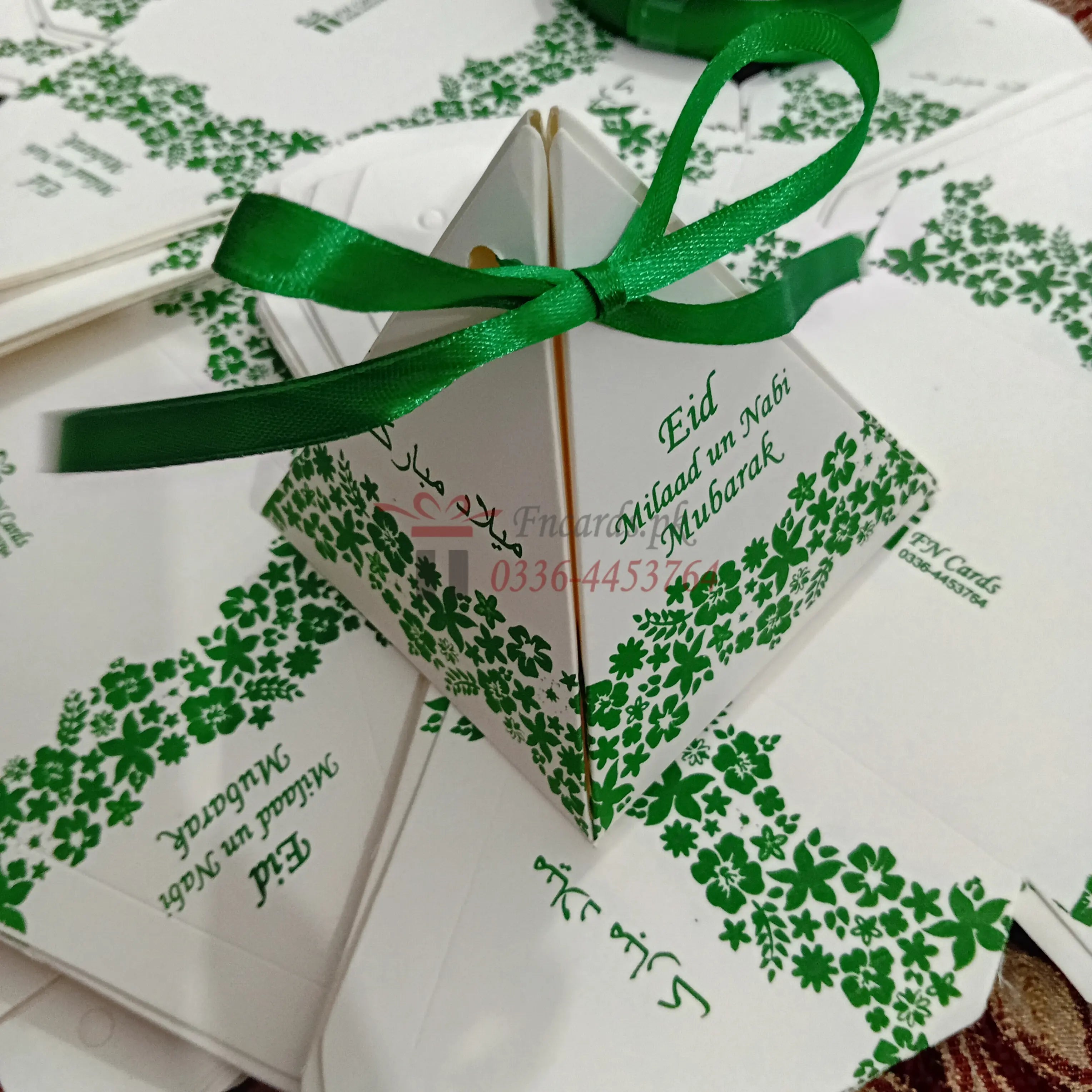 Triangle Bid Boxes With Green Printing