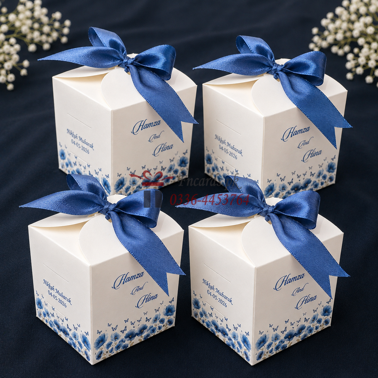 Square Shape Bid Boxes With Blue Theme