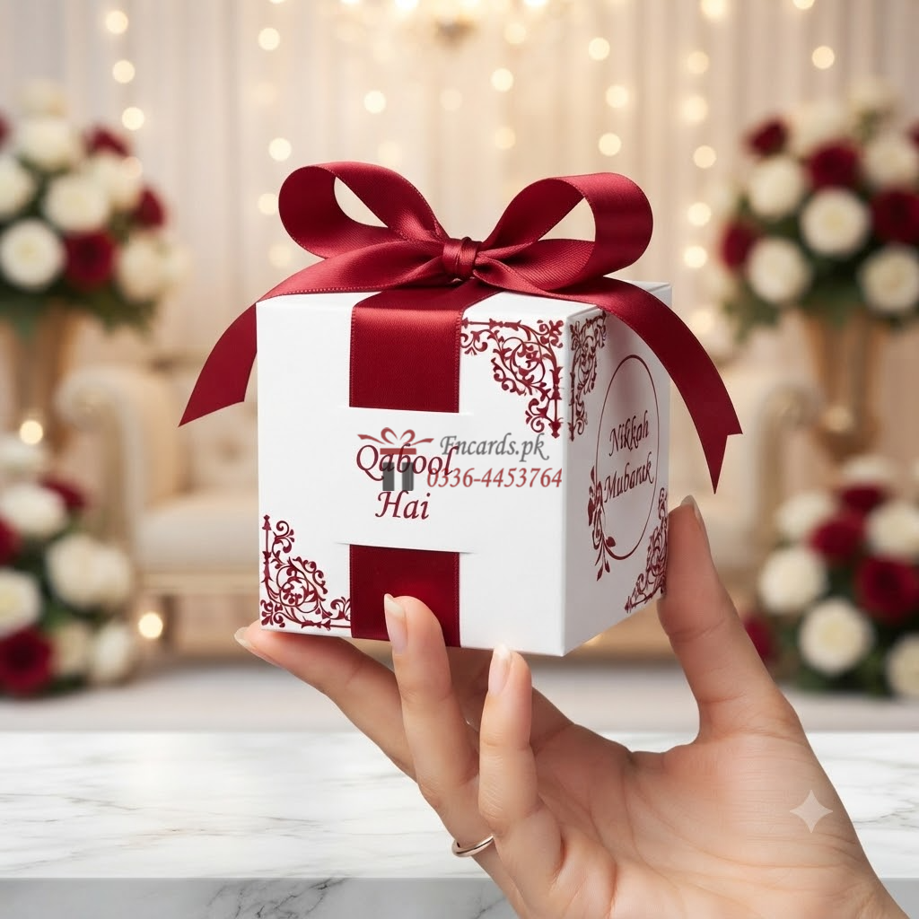 Square Shape Bid Boxes With Mahroon Ribbon