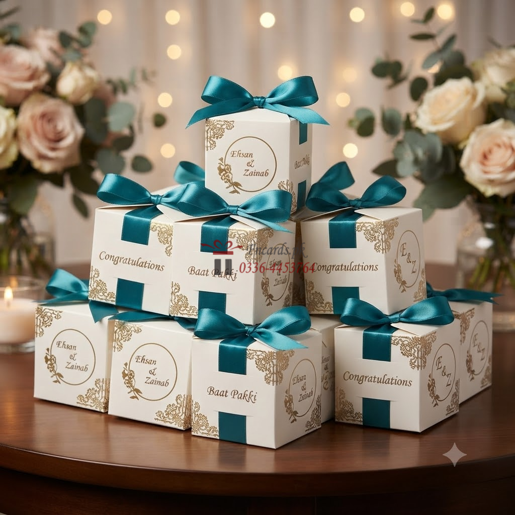 Square Shape Bid Boxes With Zink Ribbon