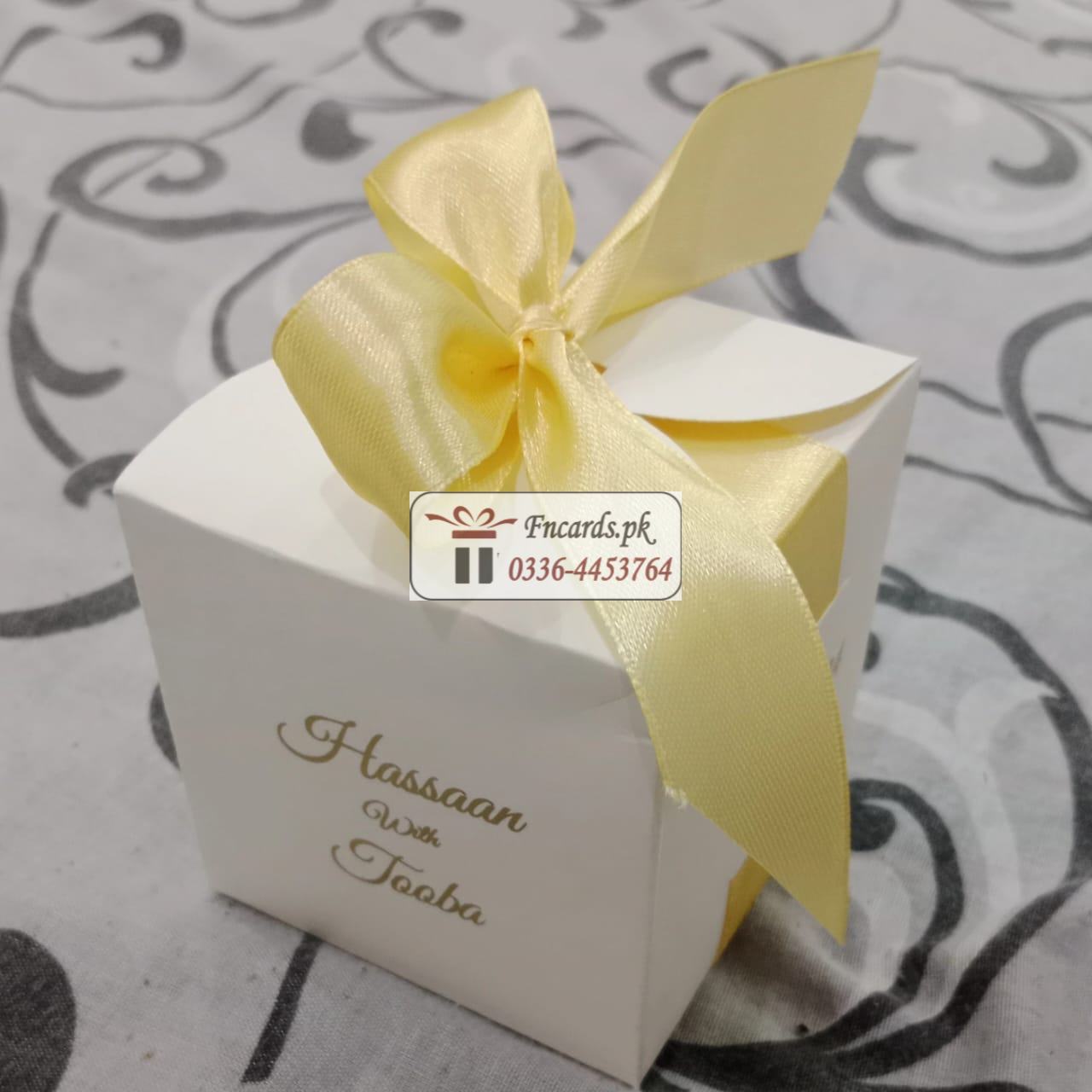 Square Shape Bid Boxes With Skin Goldan Ribbon