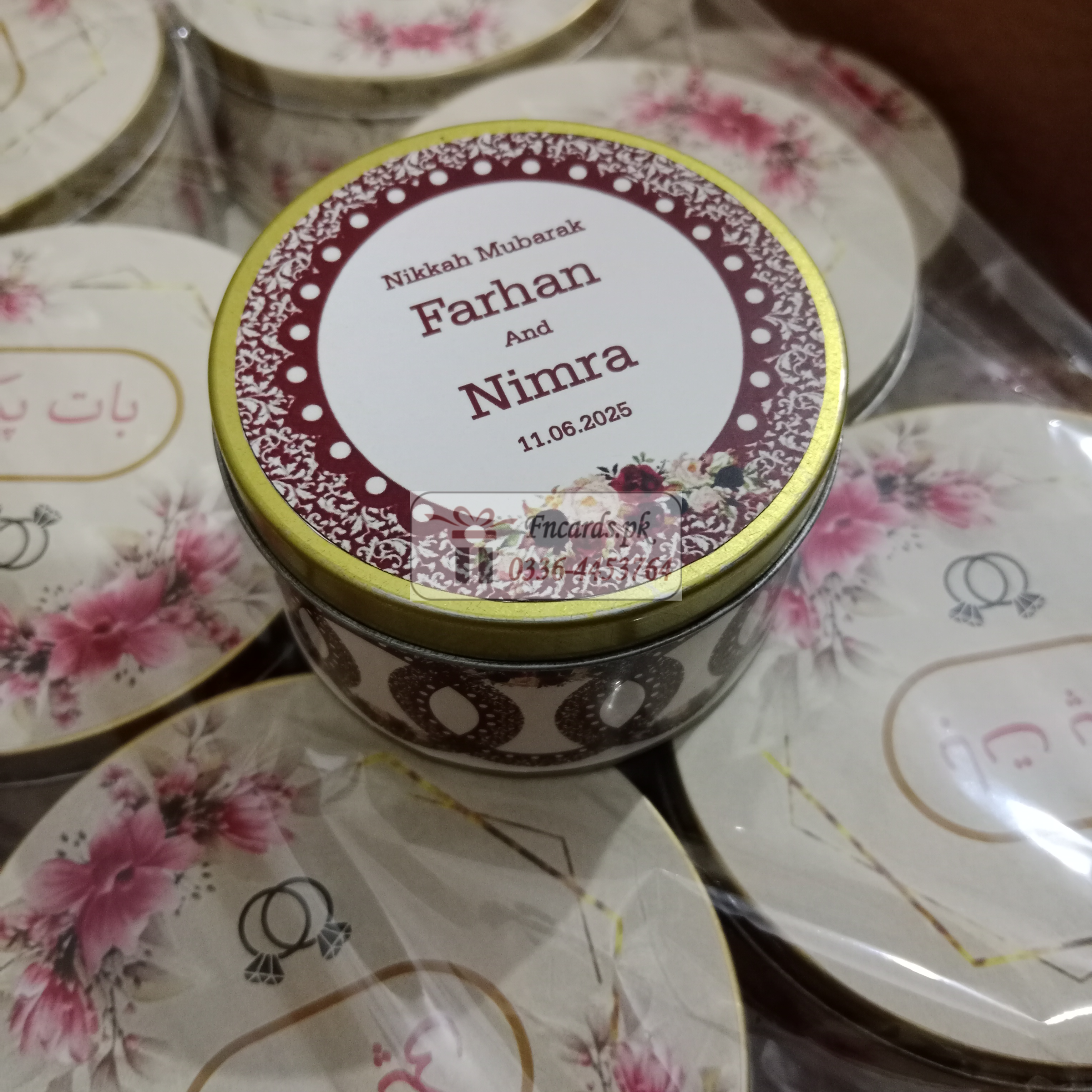 Tin Bid Boxes With Mahroon Round Flowers