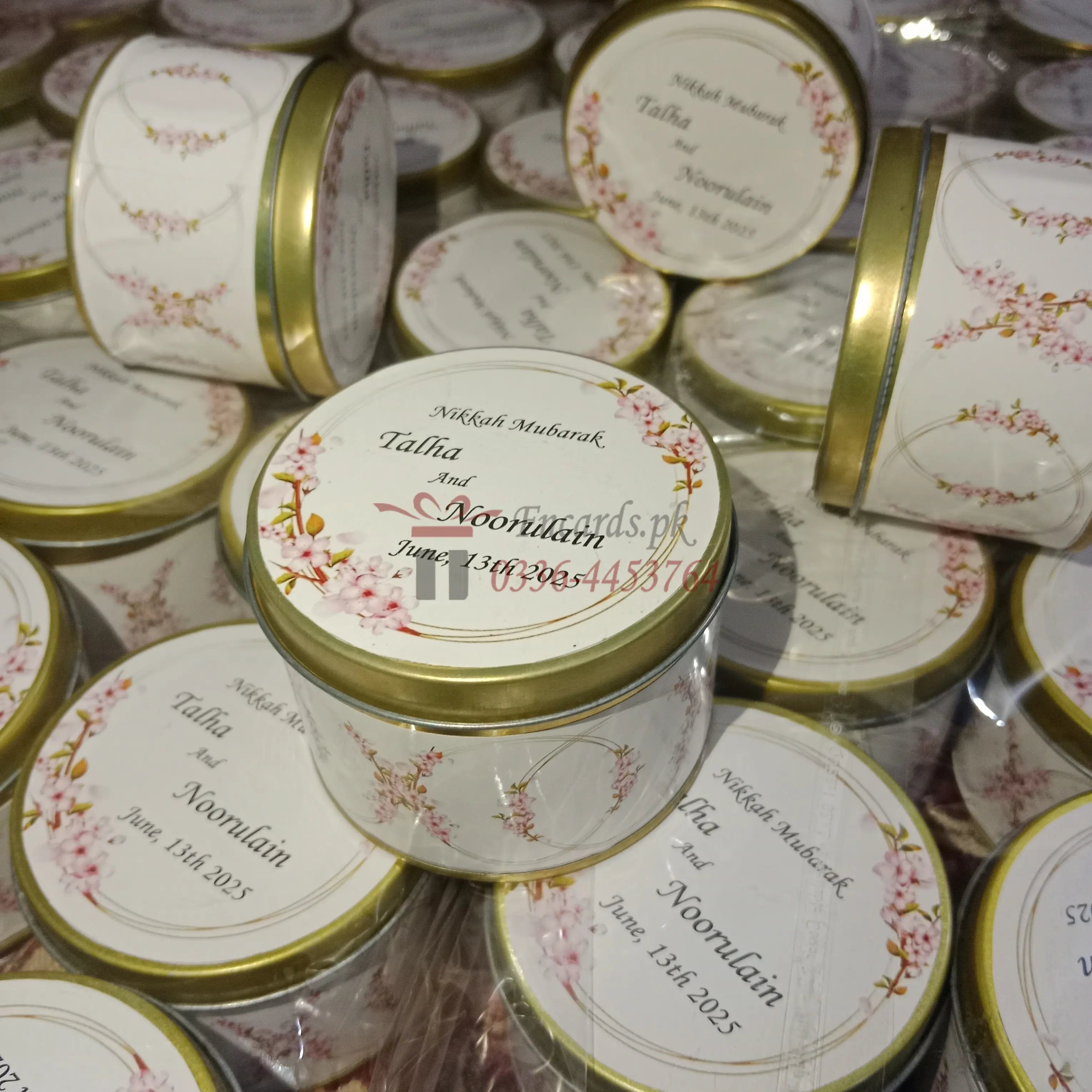 Tin Bid Box With Pink Flowers