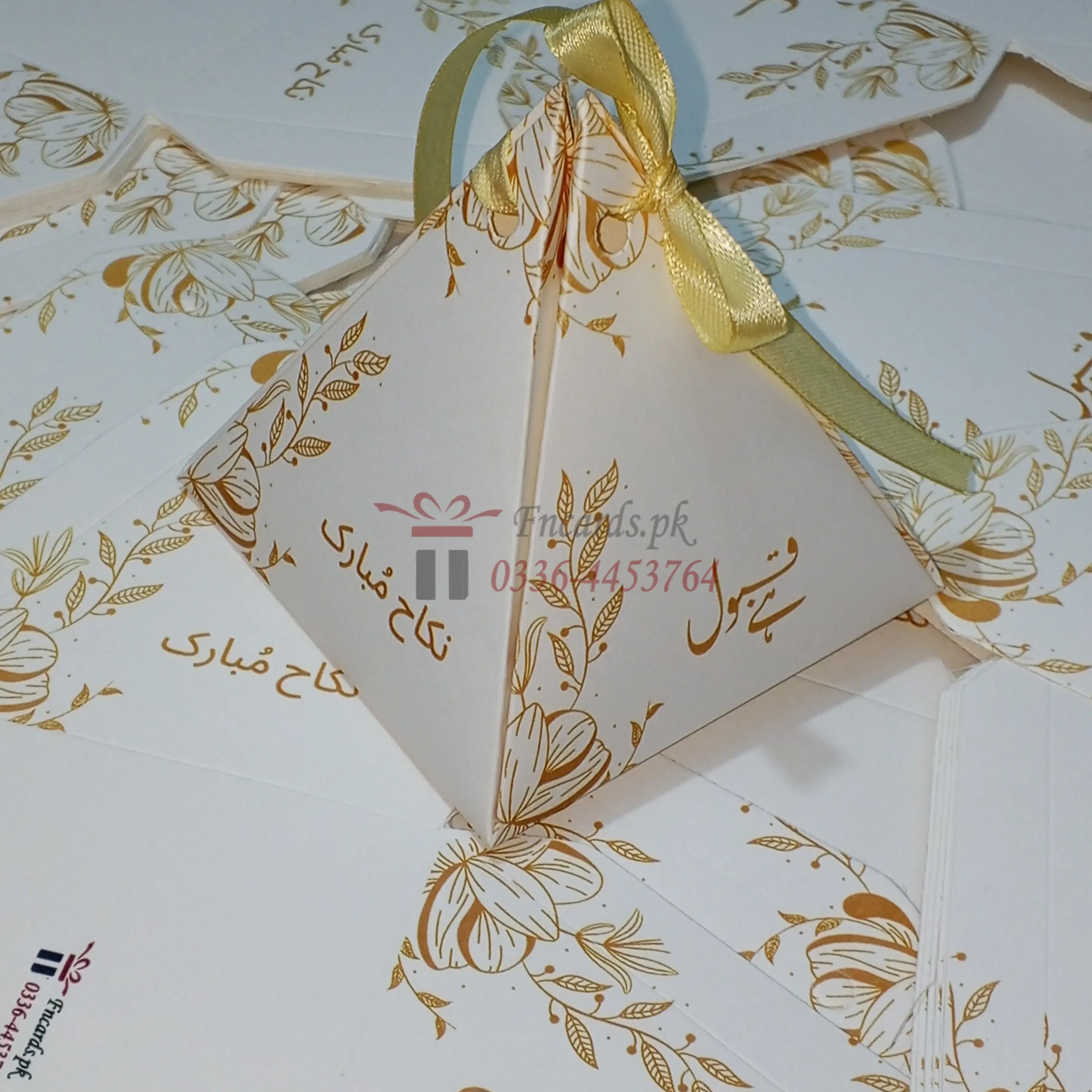 Triangle Bid Boxes With Goldan Printing