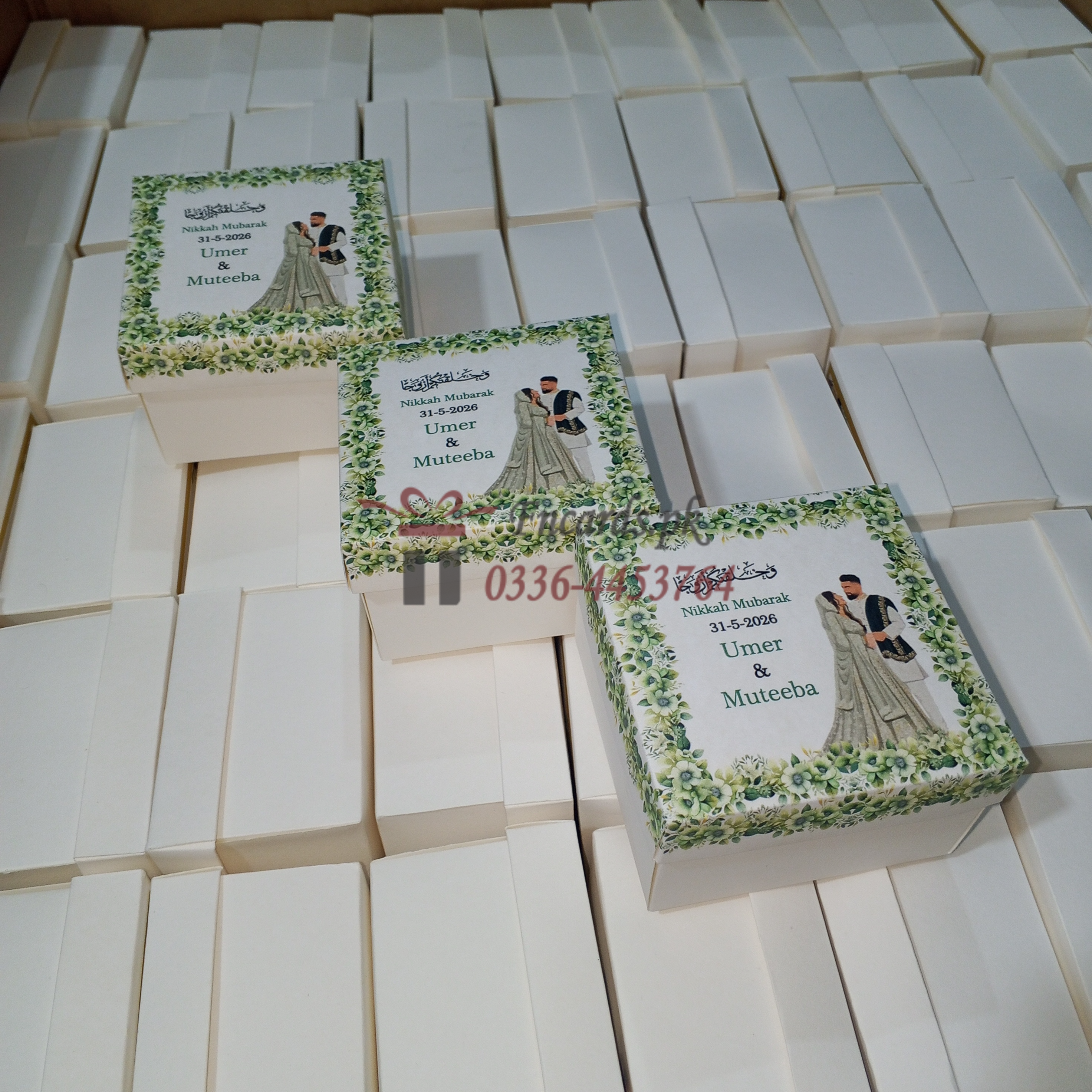 Green Flawers Bid Boxes With Names