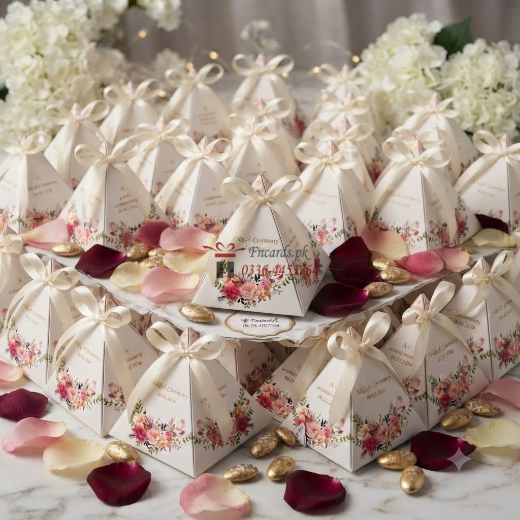 Triangle Bid Boxes With Flower Bail