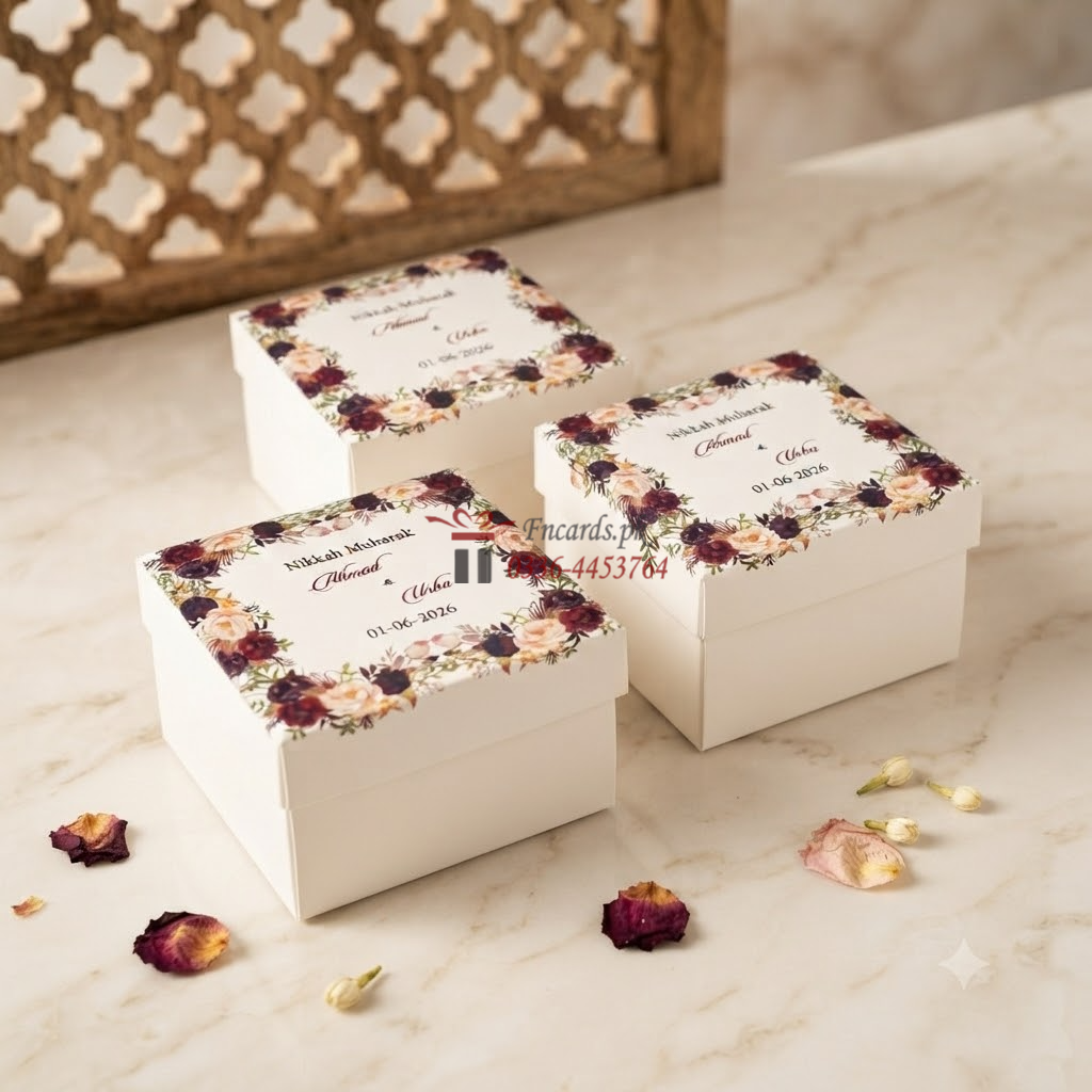 Mahroon Flowers Bid Boxes With Names