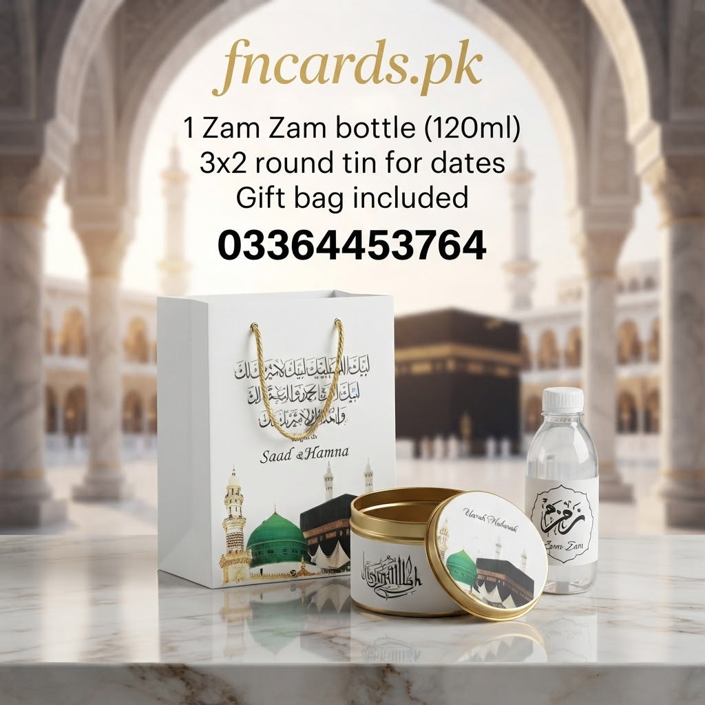 Umrah Gift Sets can be customized with names and special messages