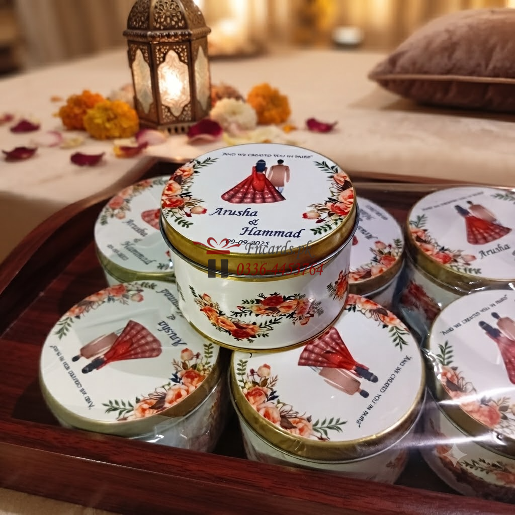 Tin Bid Boxes With Mahroon Flowers With Pic
