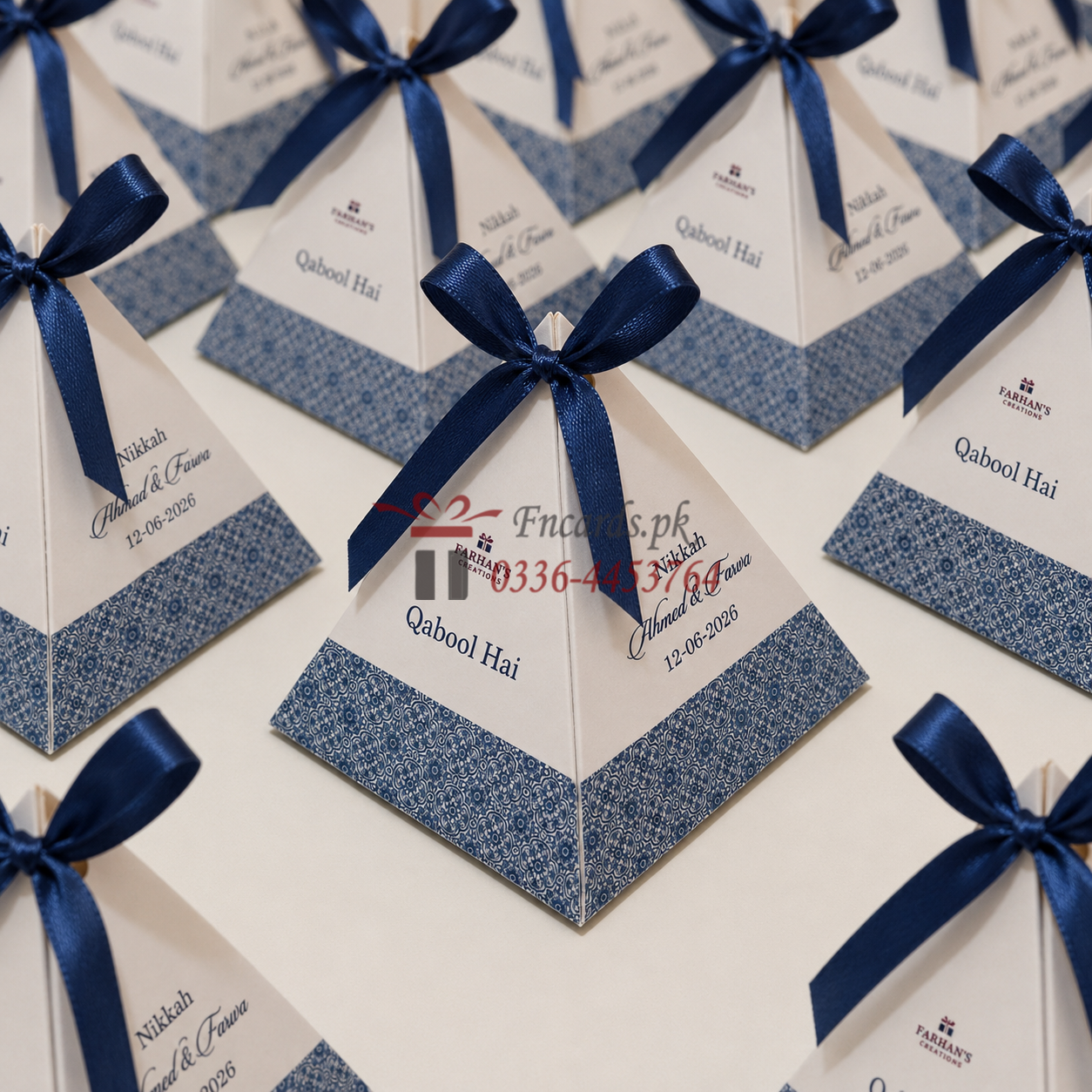 Triangle Bid Boxes With Navi Blue Theme
