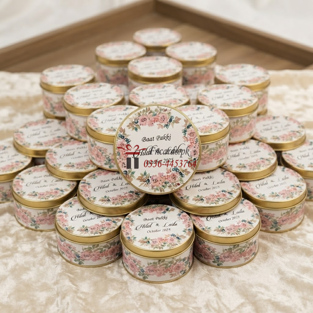 Tin Bid Boxes With Pink Flowers Design