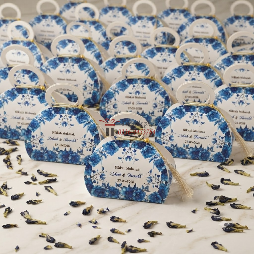 Pris Style Bid Box With Blue Printing
