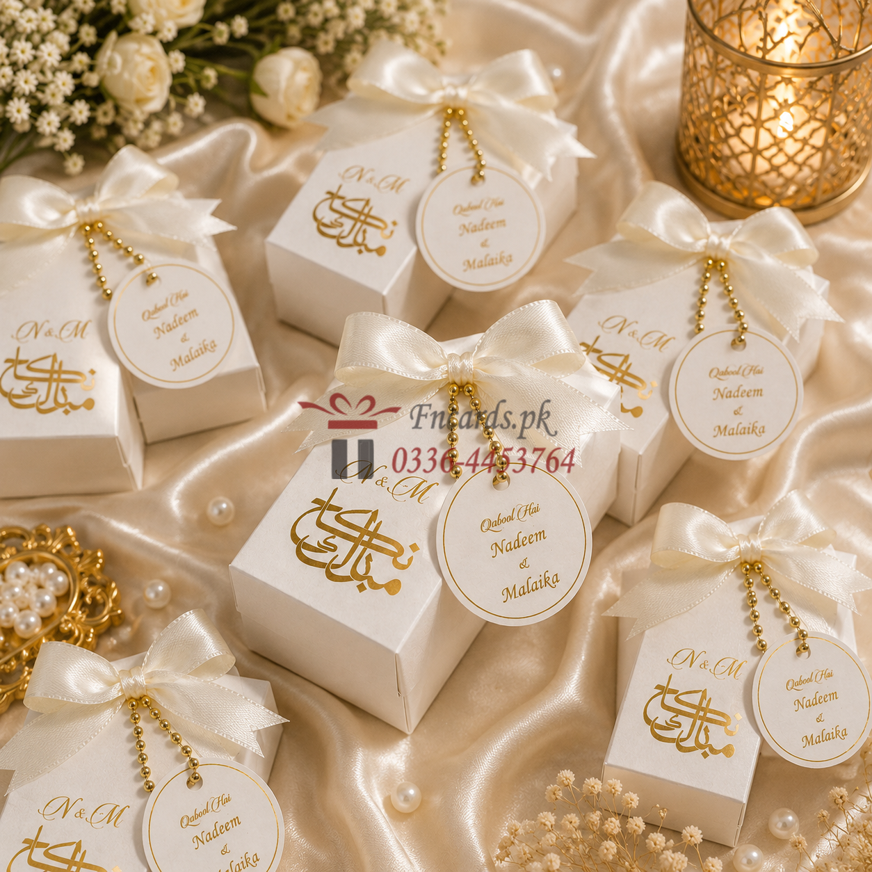 Long Bid Boxes With Offwhite & Goldan Ttheme