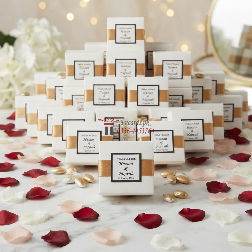 Bid Boxes With Goldan Ribbon & Tag