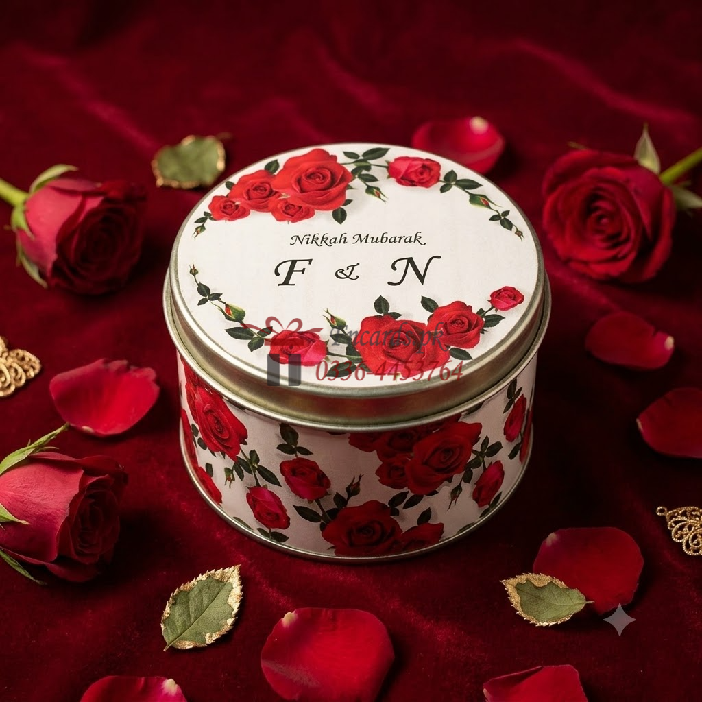 Red Theme Tin Bid Boxes With Name