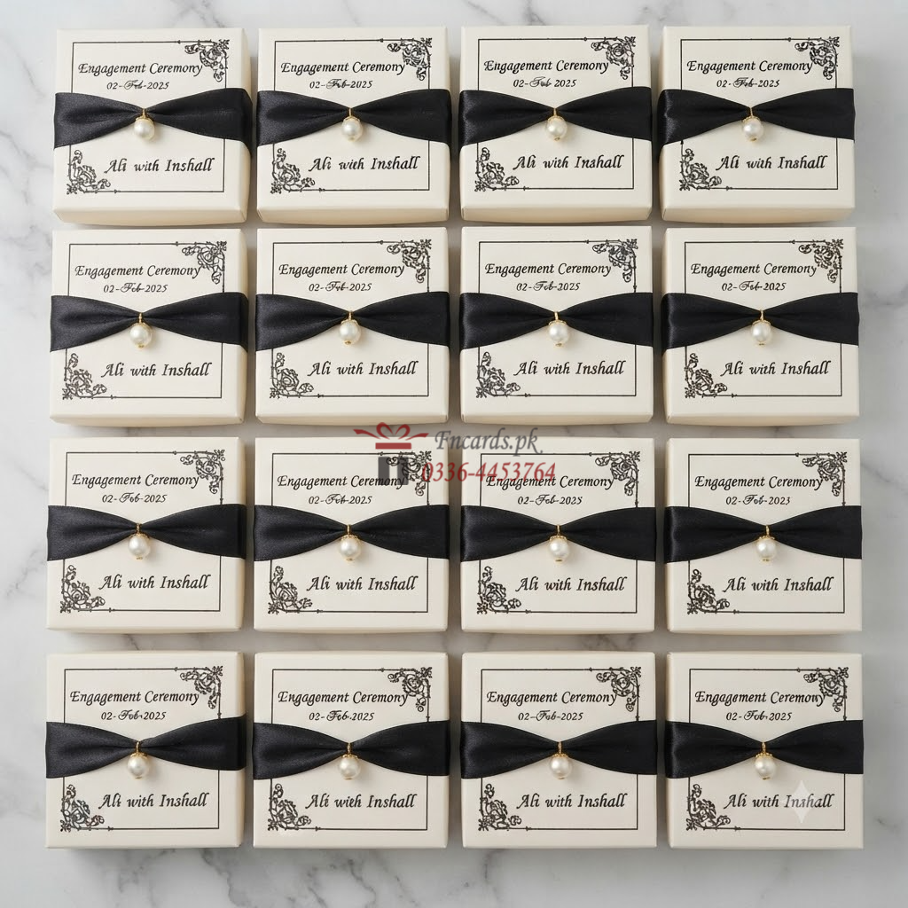 Black Ribbon Motti Bid Boxes With Names