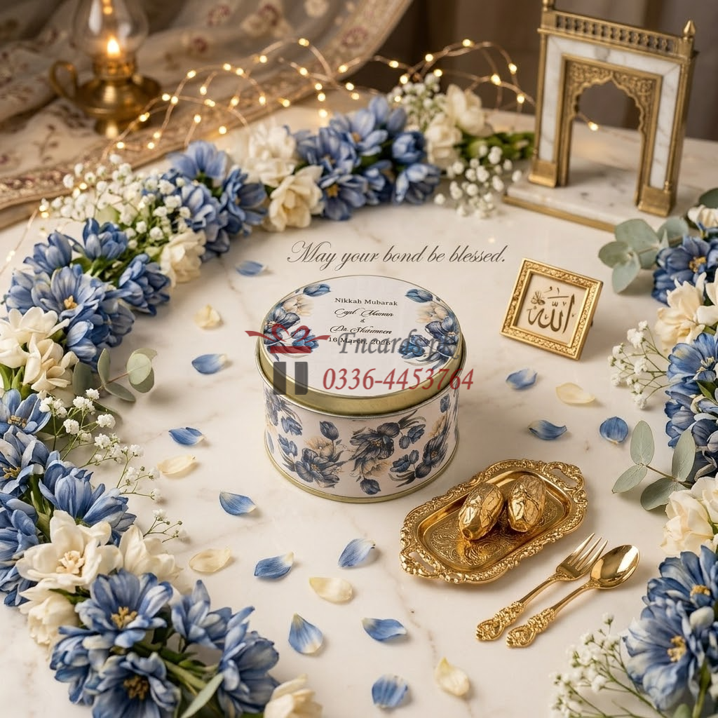Blue Theme Tin Bid Boxes With Name