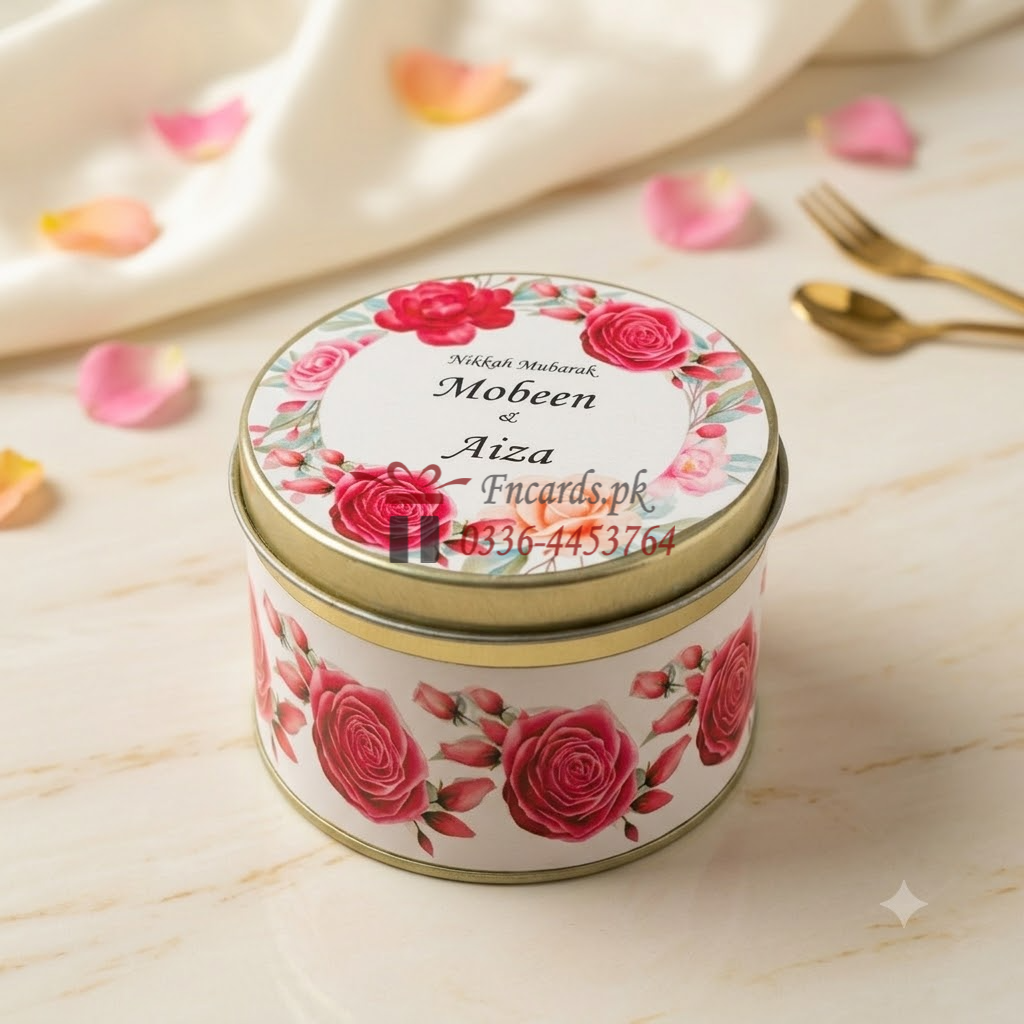 Pink Theme Tin Bid Boxes With Name