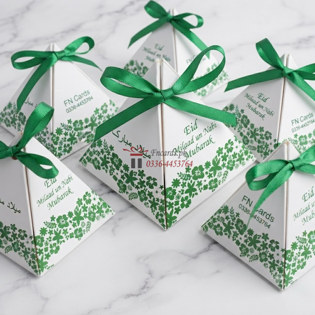Triangle Bid Boxes With Green Printing