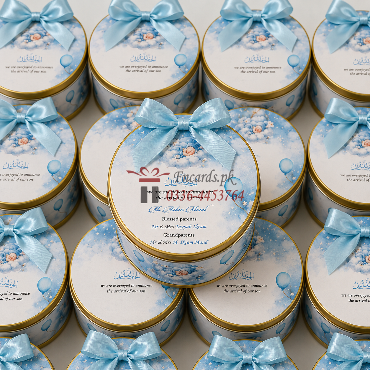250 Gram Baby Boy Boxes With Bow