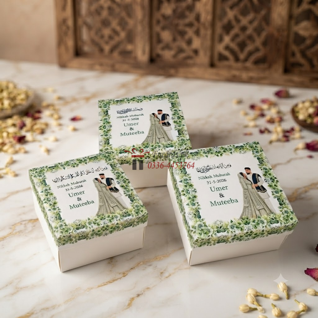 Green Flawers Bid Boxes With Names