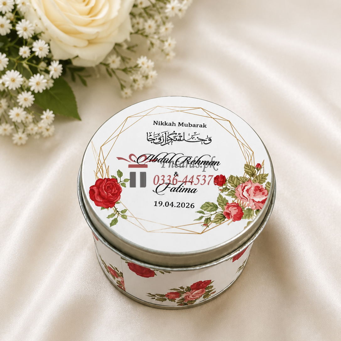 Red And Green Flowers Tin Bid Boxes