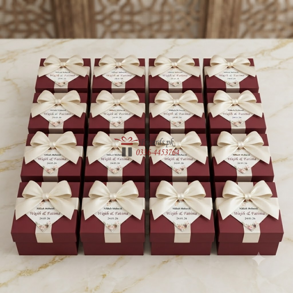 Mahroon  Bid Boxes With Tag Tai
