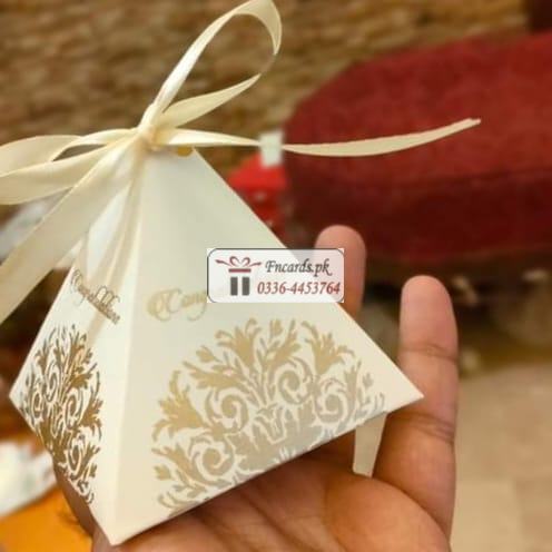 Triangle Bid Boxes OffWhite With Goldan Printing