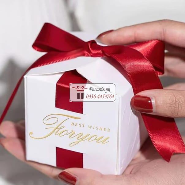 Square Shape  Bid Boxes With Mahroon Ribbon