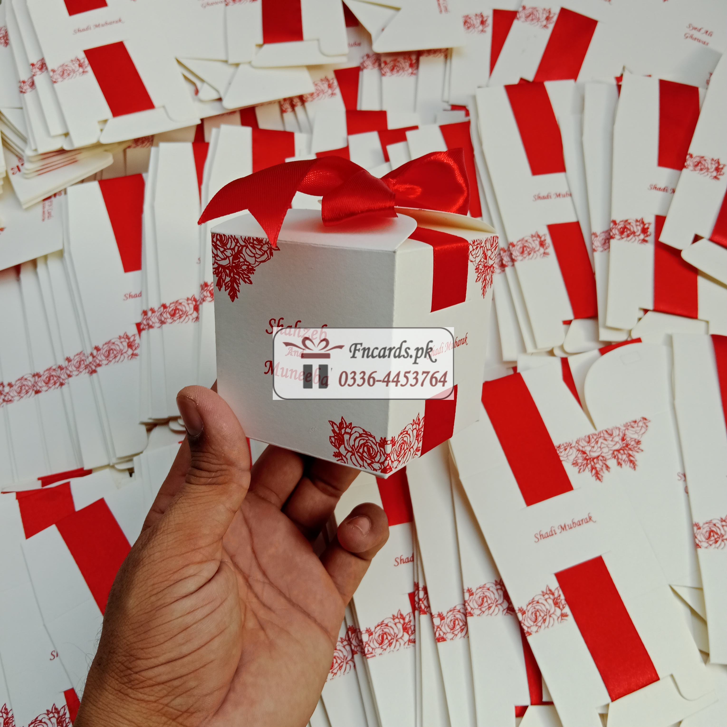 Square Shape  Bid Boxes With Red Ribbon
