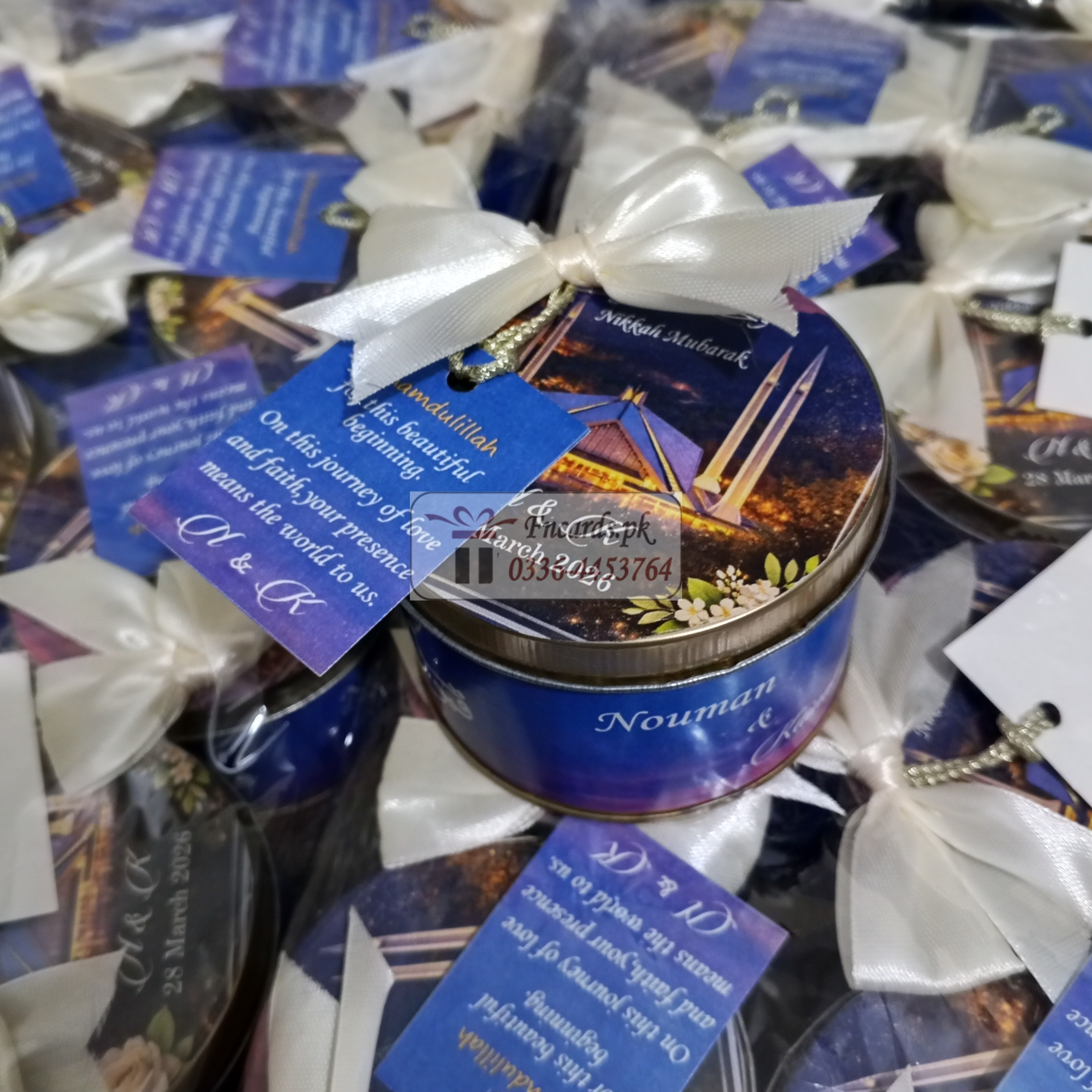 Tin Bid Boxes With Blue Theme