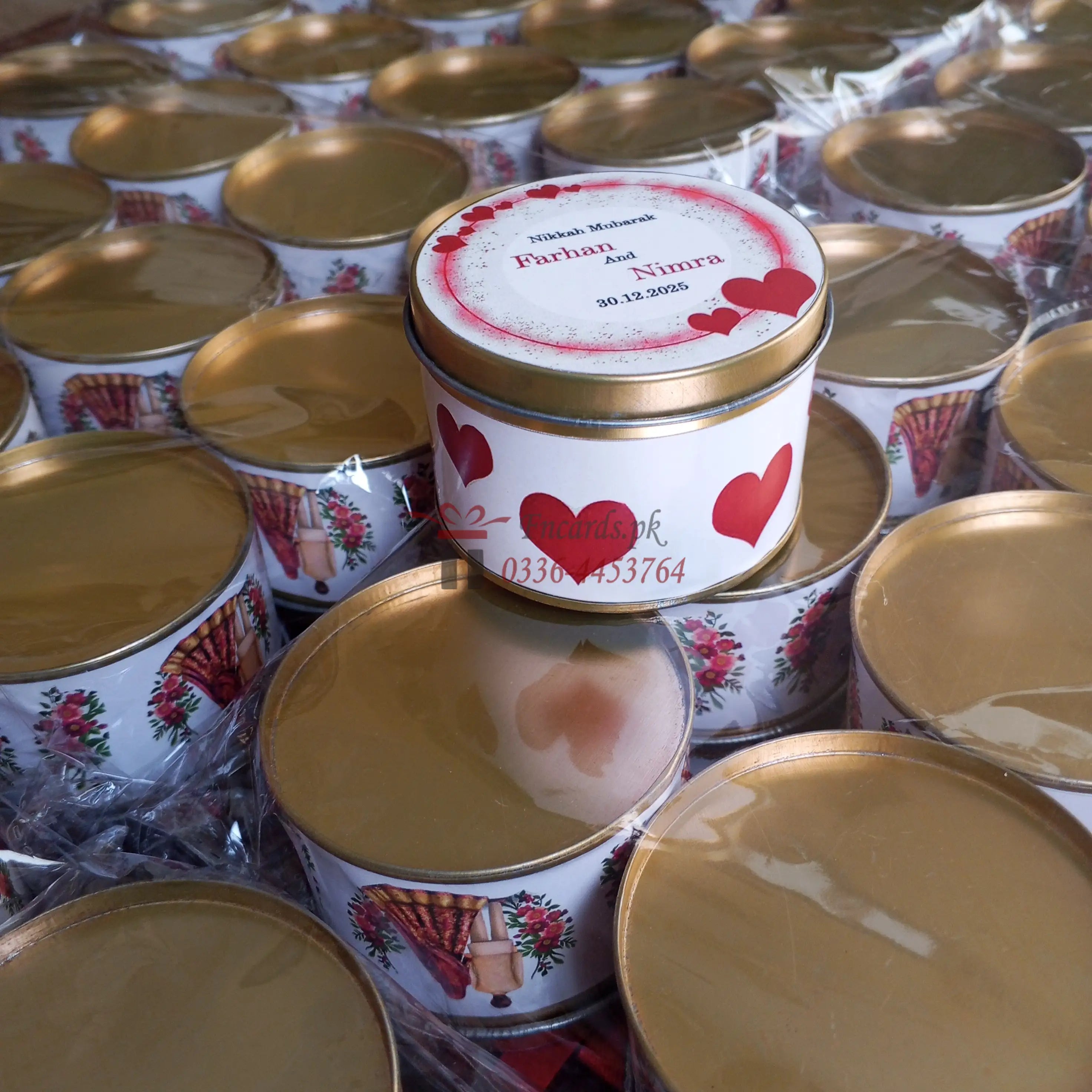 Tin Bid Boxes With Heart Print