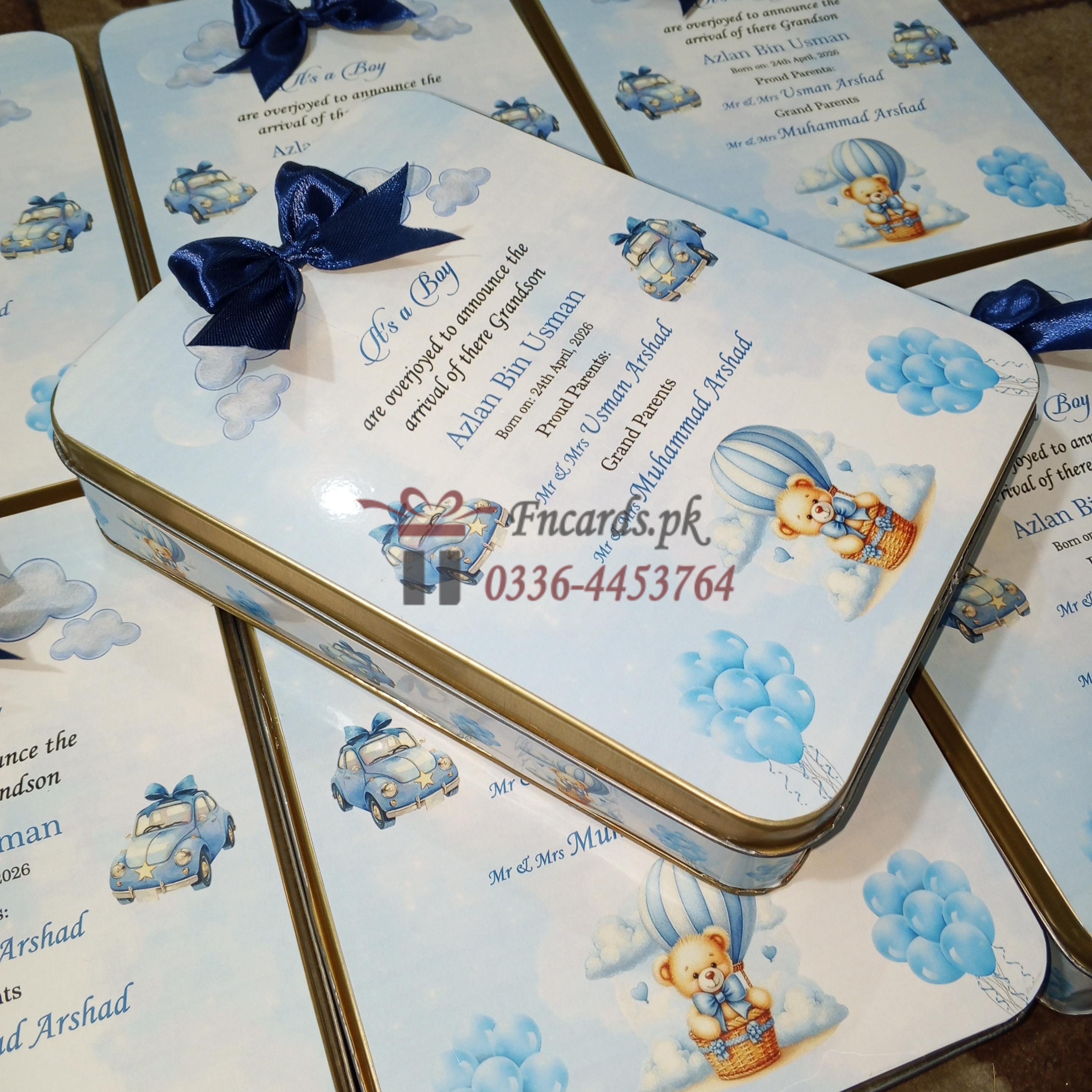 1 Kg Boxes With Blue Bow Baby Boy