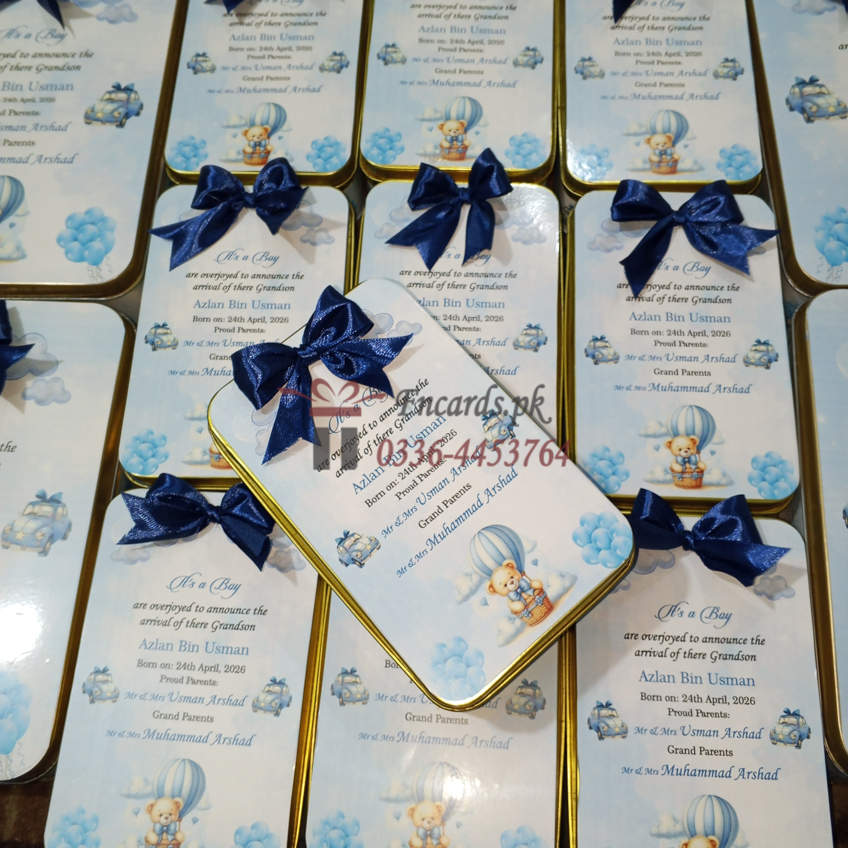 Blue Theme Half Kg Sweet Boxes With Bow