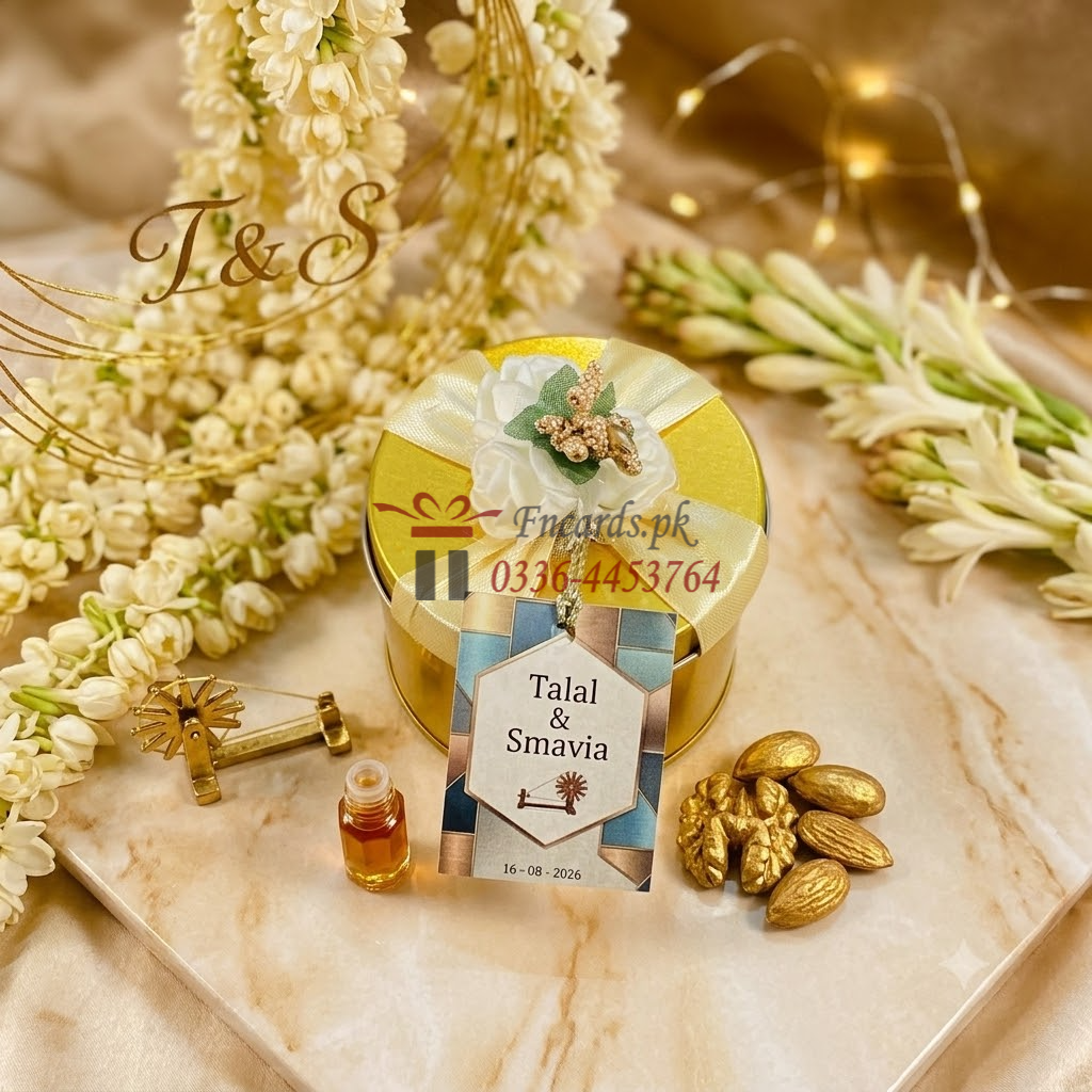Tin Bid Boxes With OffWhite Flowers And Ribbon