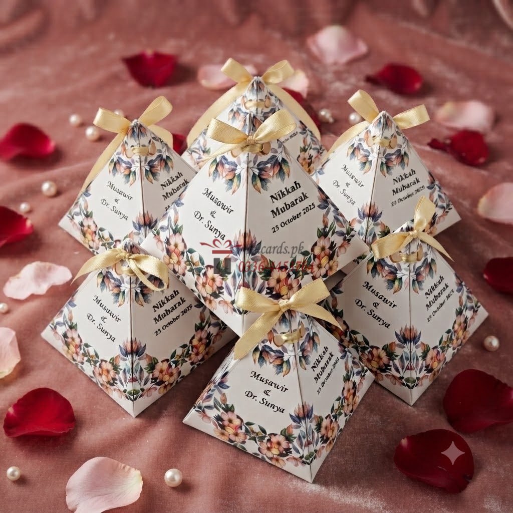 Triangle Bid Boxes With Malti Colours Flowers