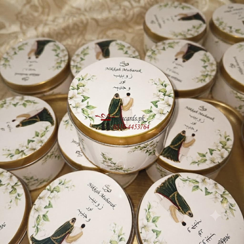 Ornate Golden Metal Tin Box for Wedding Bid and Favors
