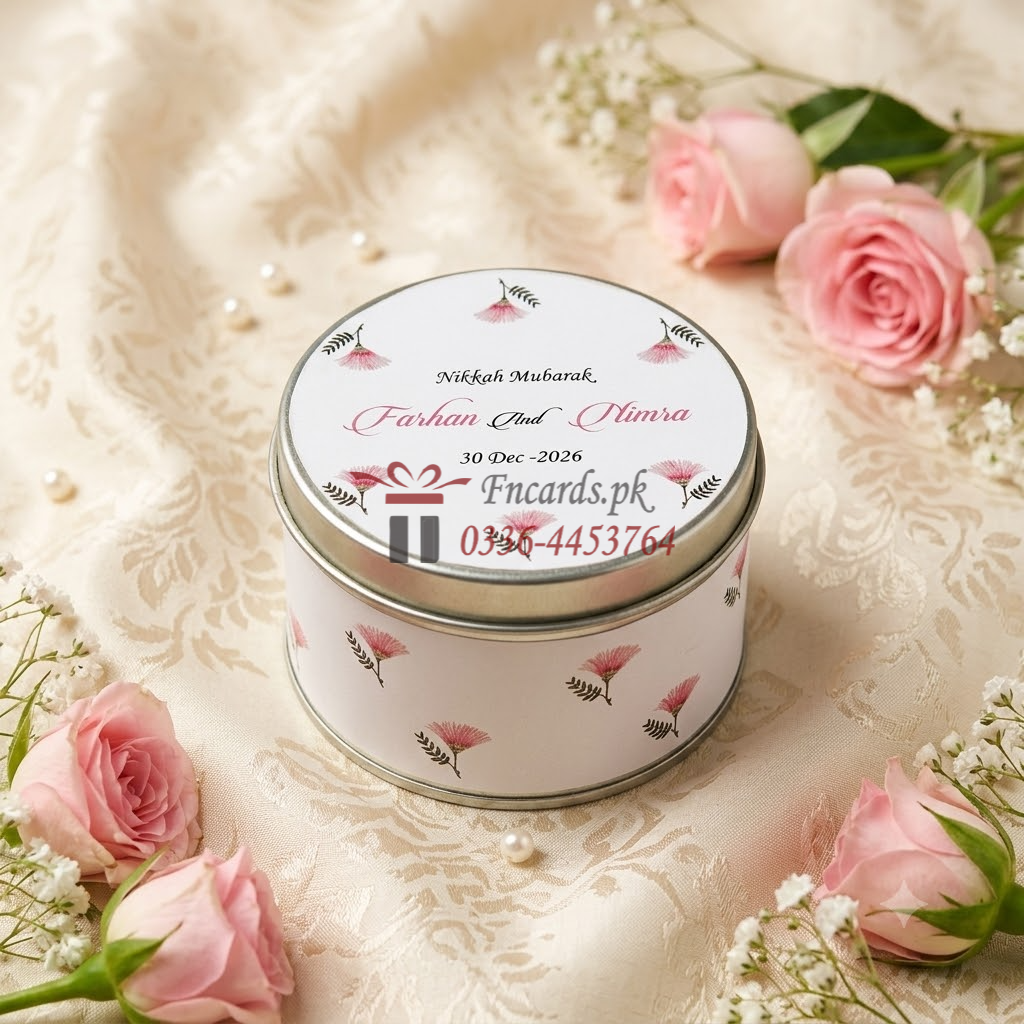 Pink Flowers Tin Bid Boxes