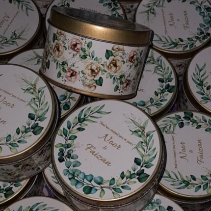 Tin Bid Box Green Flowers