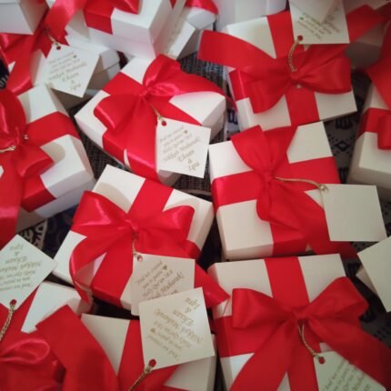 Offwhite Bid Boxes With Red Ribbon Tag Tai