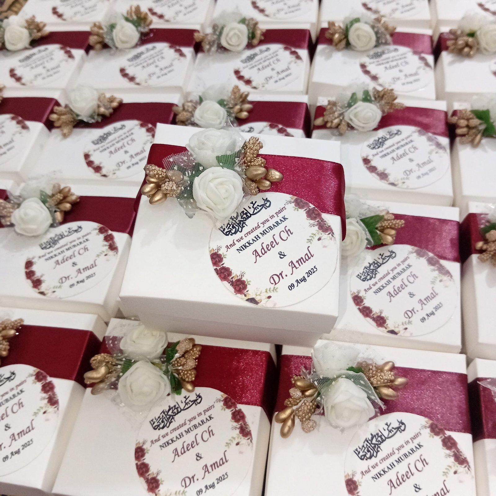 Mahroon Ribbon with Flowers And Seeds Bid Boxes Mahroon Ribbon with Flowers And Seeds Bid Boxes