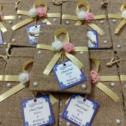 Pouches With Name Tag And Flowers